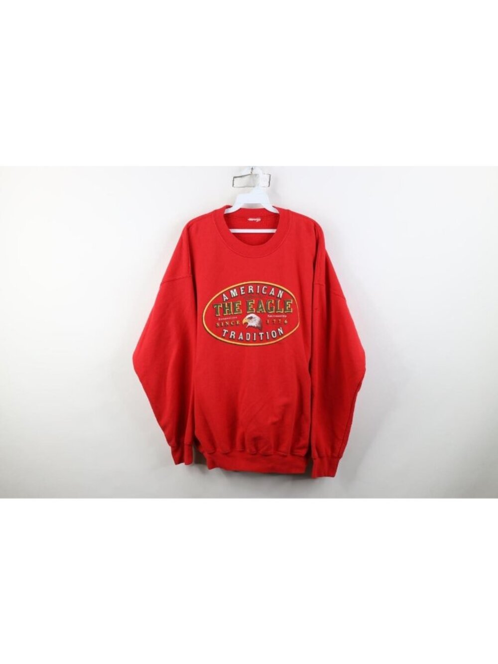 Vintage 90s Streetwear Mens 2XL American Tradition Eagle Crewneck Sweatshirt Red